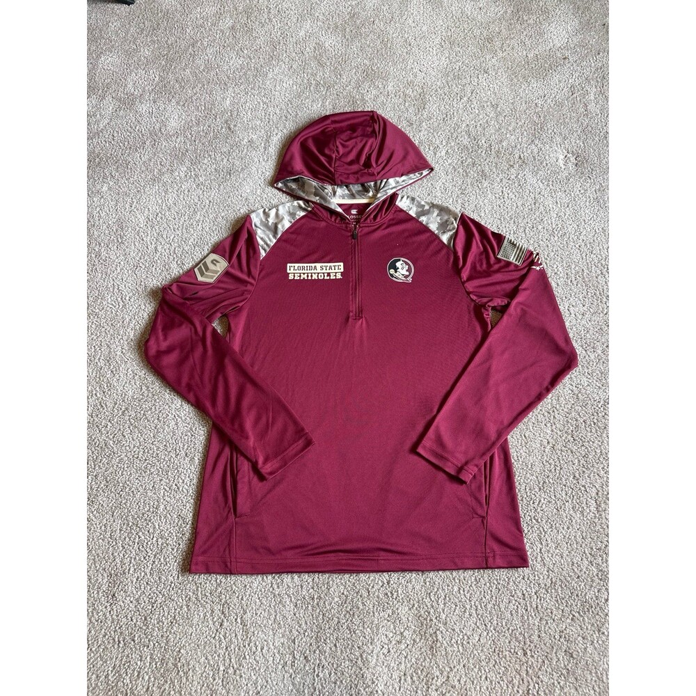 FSU Seminoles Men’s Hooded Military Colosseum Athletic Pullover Size Medium